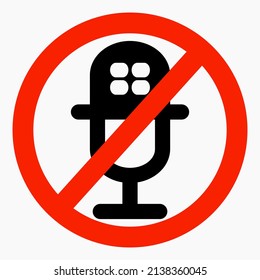 Silencio. Deja de sonar. No fuerte. Sin micrófono. No hables. Icono del vector.