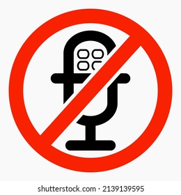 Silencio. Deja de sonar. No fuerte. Sin micrófono. No hables. Icono del vector.
