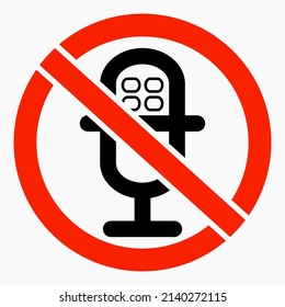 Silencio. Deja de sonar. No fuerte. Sin micrófono. No hables. Icono del vector.