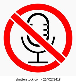 Quiet. Stop sound. Not loud. No microphone. Don't speak. Vector icon.