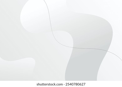 Quiet white abstract wave background. Fluid shapes composition. Simple and peaceful light tones backdrop.