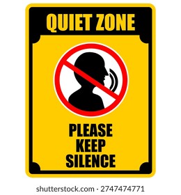 Quiet Zone, please keep silence, sign vector