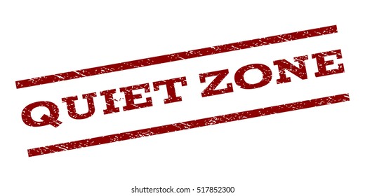 Quiet Zone watermark stamp. Text tag between parallel lines with grunge design style. Rubber seal stamp with scratched texture. Vector dark red color ink imprint on a white background.