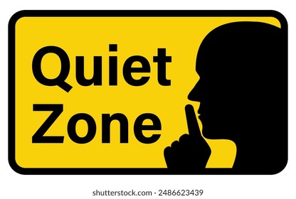 Quiet zone yellow sign Isolated on white background.