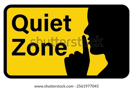 Quiet zone yellow sign Isolated on white background.