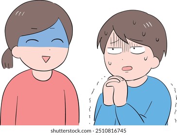A quietly angry woman and a man apologizing