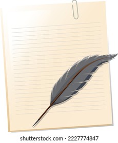 A quill with blank paper illustration