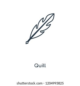 Quill concept line icon. Linear Quill concept outline symbol design. This simple element illustration can be used for web and mobile UI/UX.