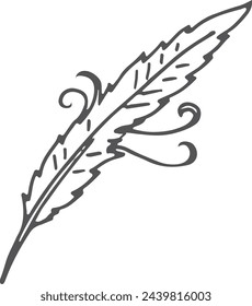 Quill doodle. Writer symbol. Calligraphy vintage logo