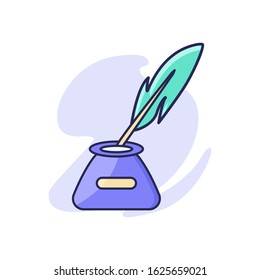 Quill feather ink with purple theme. Ready to use for website mobile app presentation and any other projects