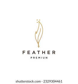 Quill feather line logo template signature quill design vector for business of company name