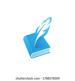 Quill Feather Pen and Book Logo Icon