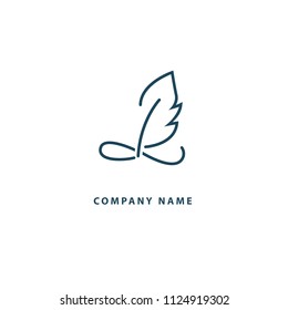 Quill Feather Pen Concept Logo. Law, Legal, Lawyer, Copywriter, Writer, Stationary, literature, library, blog, calligraphy Logotype concept icon. Vector illustration modern logotype design.