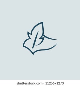 Quill Feather Pen Concept Logo. Blog, note, encyclopedia, online courses, sketch art, webinar, stationery, education sign. Calligraphy icon. Vector logotype design pen and paper.