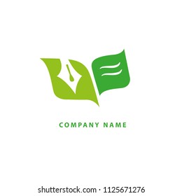 Quill Feather Pen Concept Logo. Blog, note, encyclopedia, online courses, sketch art, webinar, stationery, education sign. Calligraphy icon. Vector logotype design pen and paper.