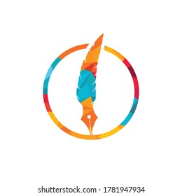 Quill Feather Pen Logo Design. Law Legal Lawyer Copywriter Writer Stationary Logotype concept icon