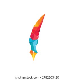 Quill Feather Pen Logo Design. Law Legal Lawyer Copywriter Writer Stationary Logotype concept icon