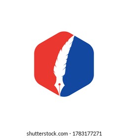 Quill Feather Pen Logo Design. Law Legal Lawyer Copywriter Writer Stationary Logotype concept icon
