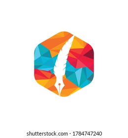 Quill Feather Pen Logo Design. Law Legal Lawyer Copywriter Writer Stationary Logotype concept icon