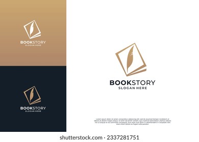 Quill Feather Pen logo design. Minimalist Signature Handwriting logo design vector.
