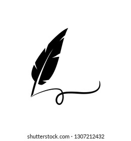Quill Feather Pen Logo Elegant Design Stock Vector (Royalty Free ...