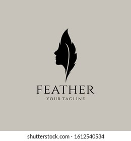 Quill Feather Pen Logo Elegant Design Vector Template. Law, Legal, Lawyer, Copywriter, Writer. Stationary Logotype Concept Icon.