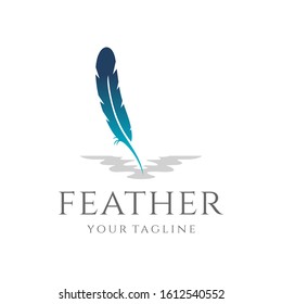 Quill Feather Pen Logo Elegant design vector template. Law, Legal, Lawyer, Copywriter, Writer. Stationary Logotype concept icon.