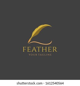 Quill Feather Pen Logo Elegant design vector template. Law, Legal, Lawyer, Copywriter, Writer. Stationary Logotype concept icon.