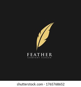 Quill Feather Pen, Minimalist Handwriting logo design vector