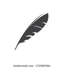 quill feather pen signature logo design template illustration vector