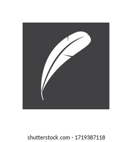 quill feather pen signature logo design template illustration vector