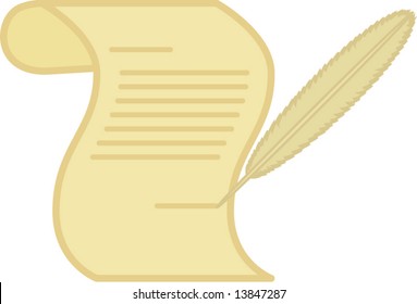 quill or feather pen writing