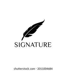 Quill Feather Plume pen logo design Handwriting
