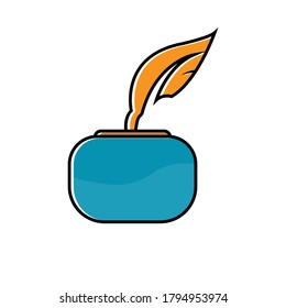 Quill with flat icon. Education symbol. Design template vector