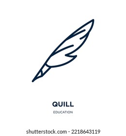 icono de la colección de educación. Cálido lineal delgado, pluma, icono de contorno de pluma aislado en fondo blanco. Señal de la plusvalía del vector de línea, símbolo para web y móvil
