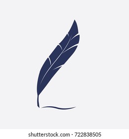 Quill Icon Flat Vector Feather Symbol Illustration