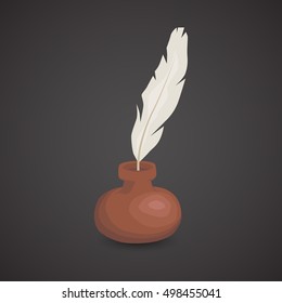 Quill icon isolated on neutral background. Vector art.