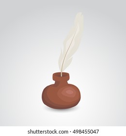 Quill icon isolated on neutral background. Vector art.