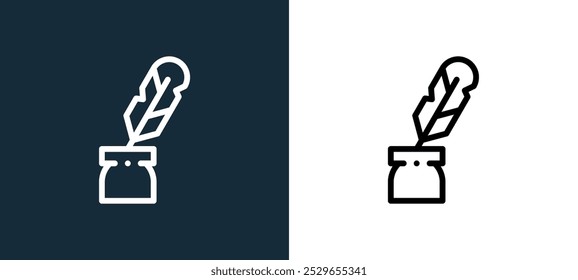 quill icon isolated on white and black colors. quill outline linear vector icon from international literacy collection for mobile apps, web and ui.