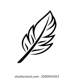 Quill icon or modern line symbol. Vector line art and icon design with bold outline. Black and white Pixel Perfect minimalistic symbol isolated white background. Silhouette simple thin sign