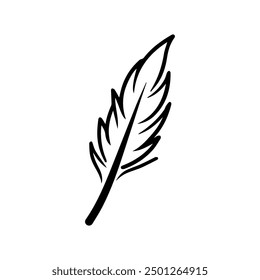 Quill icon or modern line symbol. Vector line art and icon design with bold outline. Black and white Pixel Perfect minimalistic symbol isolated white background. Silhouette simple thin sign