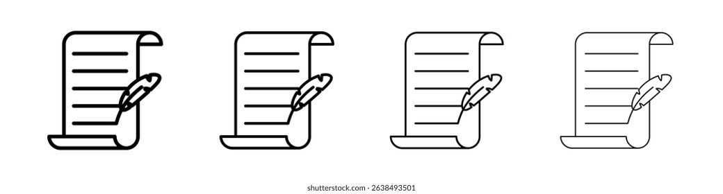 Quill icon Outline sign symbol set