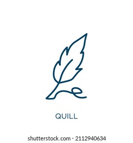 quill icon. Thin linear quill outline icon isolated on white background. Line vector quill sign, symbol for web and mobile