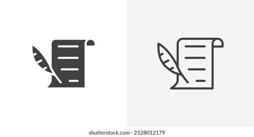 Quill icon vector icon set in black and white color.