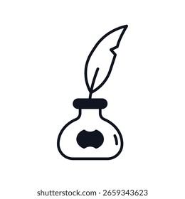 Icono de pluma con fondo blanco Vector Ilustración de stock