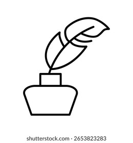 Quill tinta garrafa ícone vetor ilustração para vintage ferramenta de escrita pena caneta antiga caligrafia escritório estilo antigo elemento de escritório.