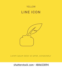 Quill With Ink Cute yellow thin line icon / logo Design