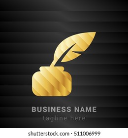 Quill With Ink Gold and Black silk fashion premium icon / Logo