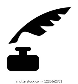 Quill with ink pot