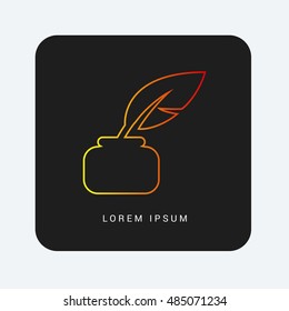 Quill With Ink Red & Orange gradient attractive line thin icon / logo design